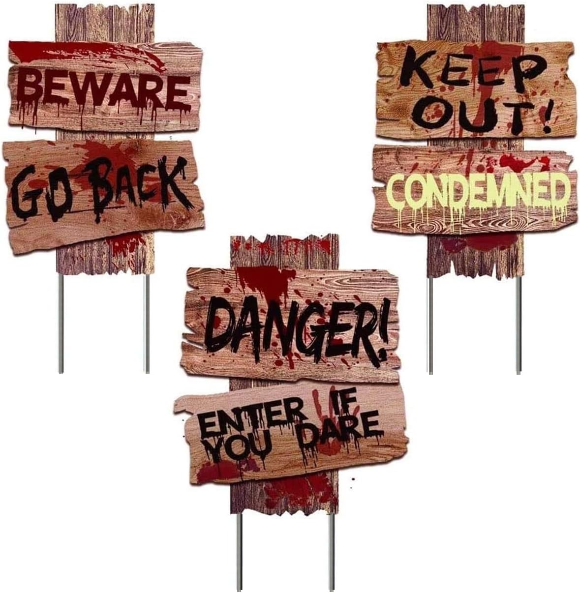 - Halloween Decorations, 3 Pack 15" x 12" Yard Signs Stakes Props Outdoor Decor Scary Zombie Vampire Graves Holiday Party Supplies