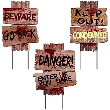 Halloween Decorations, 3 Pack 15" x 12" Yard Signs Stakes Props Outdoor Decor Scary Zombie Vampire Graves Holiday Party Supplies