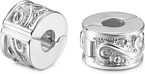 JewelrieShop - Dije estilo cuenta europea de clip para pulseras de abalorios. El dije puede abrirse. Incluye 2 unidades.