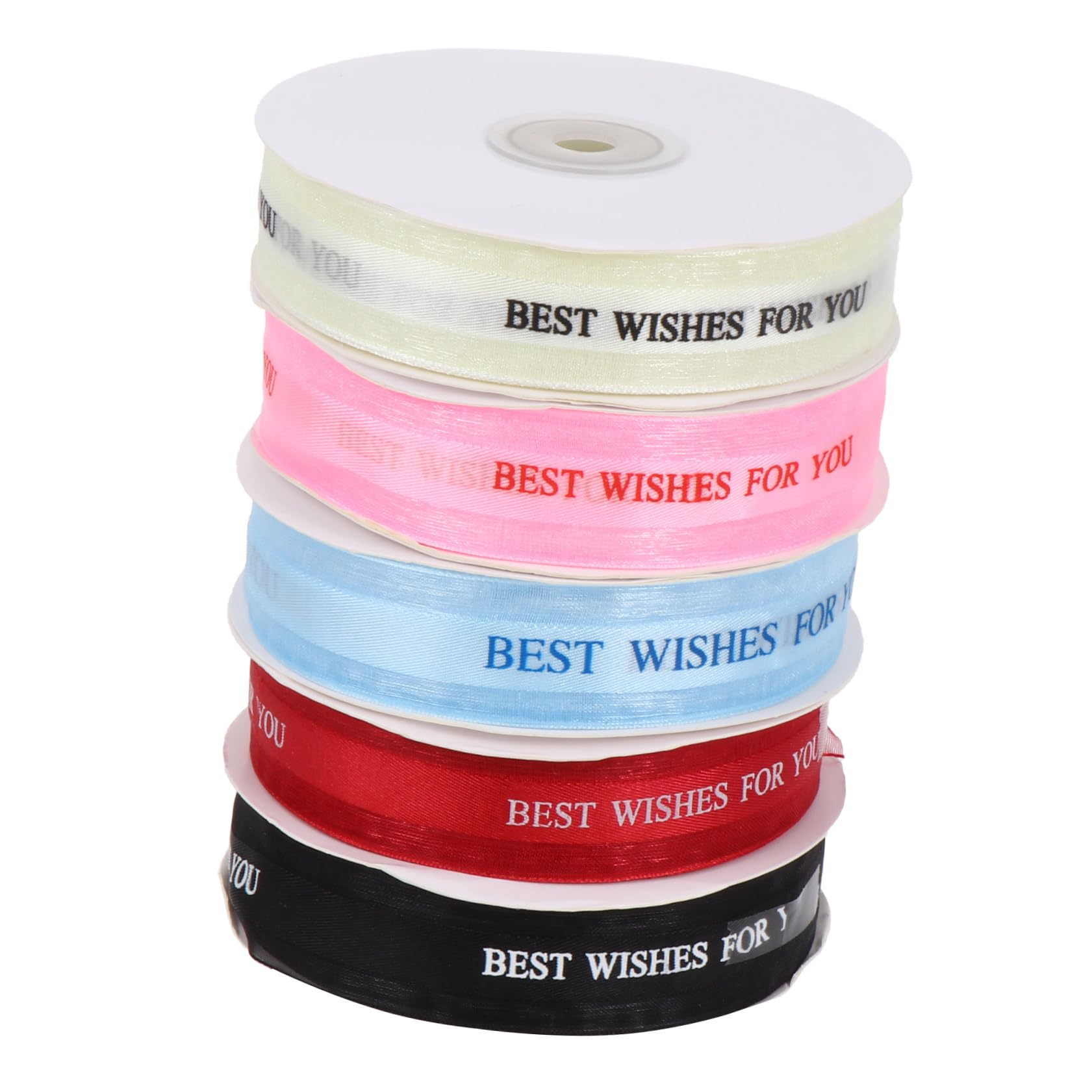5rotoli Nastro Raso Decorativo Per Feste e Matrimoni Confezione Di Nastro Con Messaggio Wishes for You Vino Accessorio Per Decorazioni Fiori e Wreath Decor
