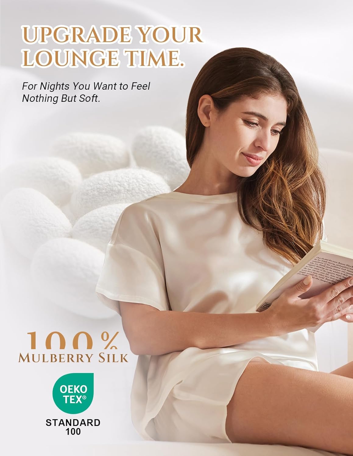 THXSILK 100% Mulberry Silk Women's Pajamas Set, Women's Lingerie Sleep Lounge, 2 Piece Womens Pajama Shorts Silk Pjs - Image 5