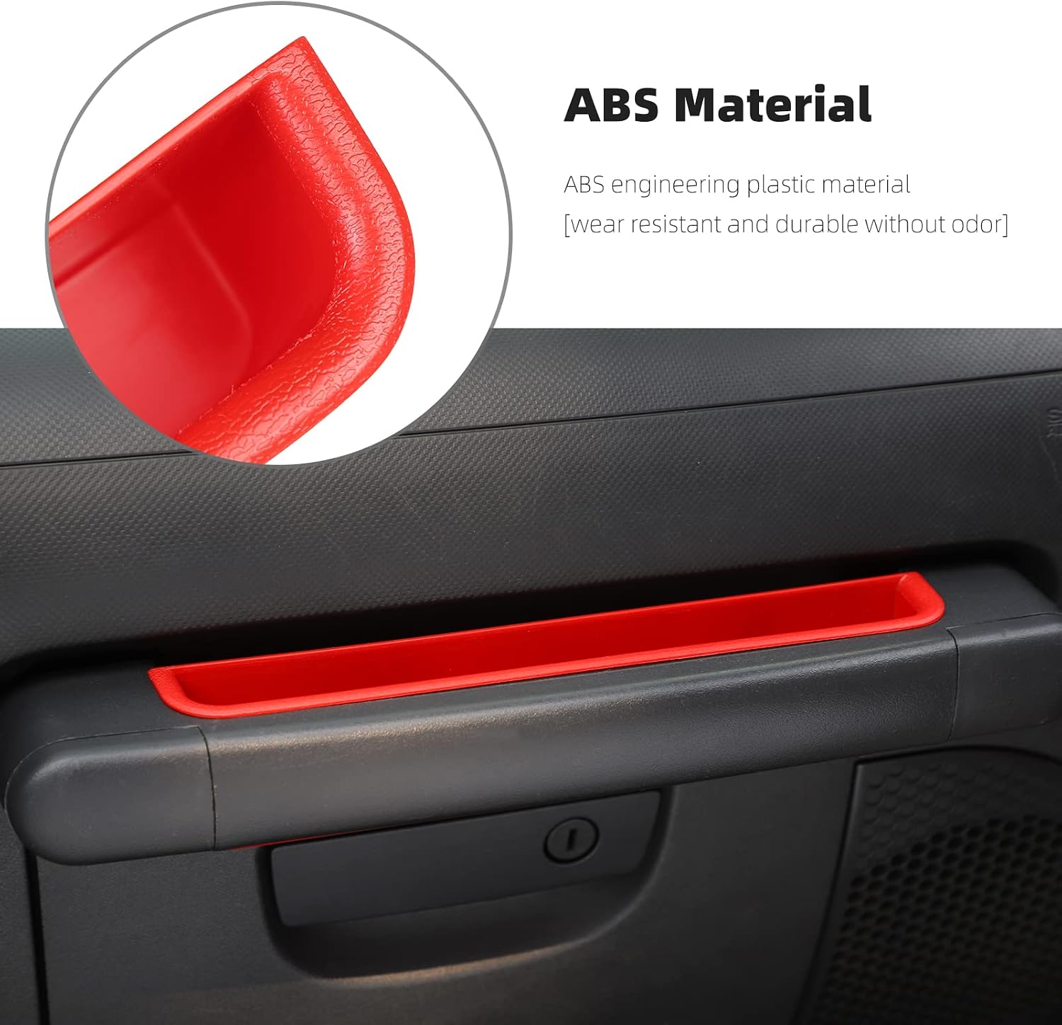 CheroCar Grab Tray Passenger Storage Box Handle Storage Box Tray Organizer Grab Accessory for Jeep Wrangler Jk 2007-2010 (Red)