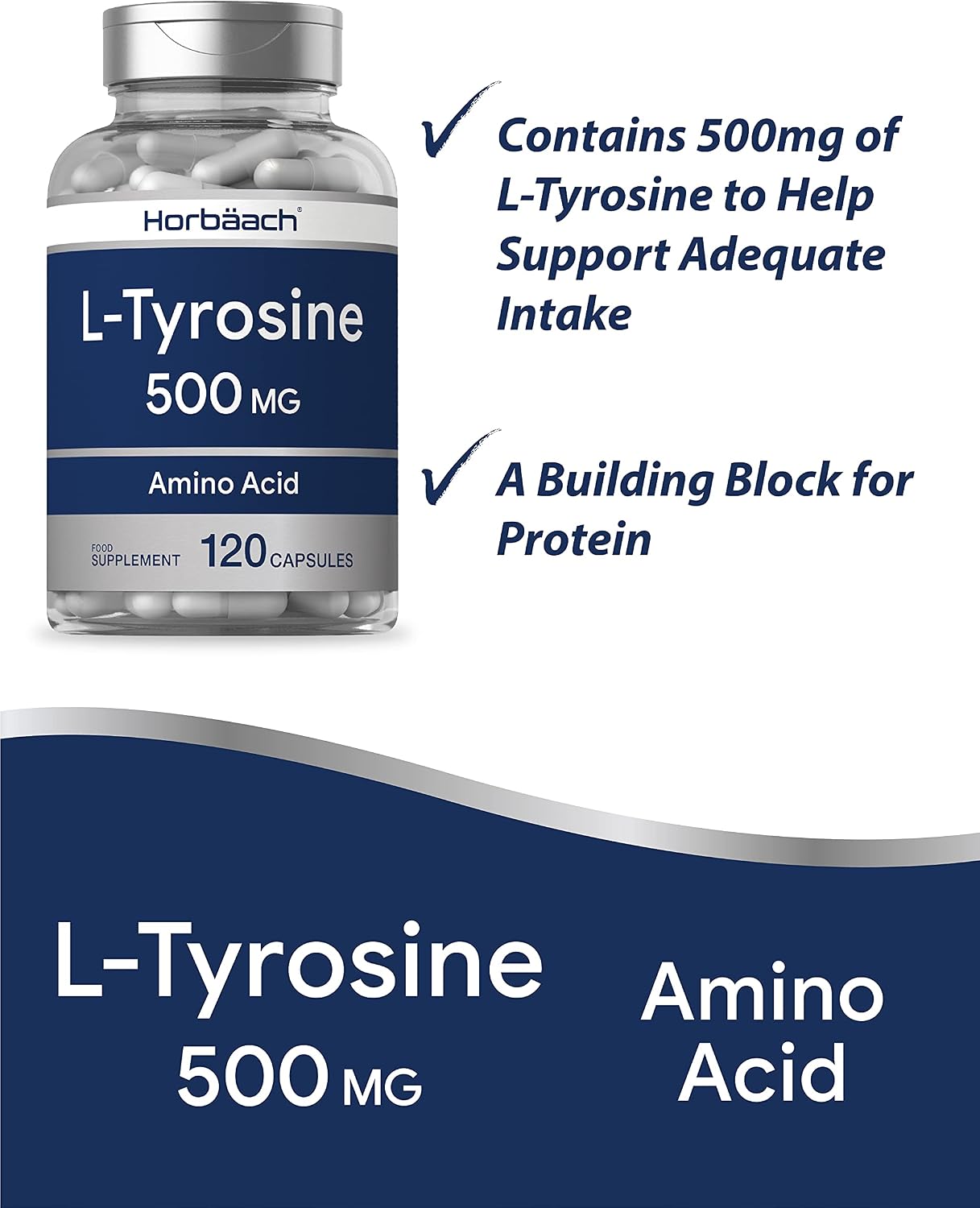 L-Tyrosine Supplement 1000mg, 120 count (Pack of 1) - Image 3