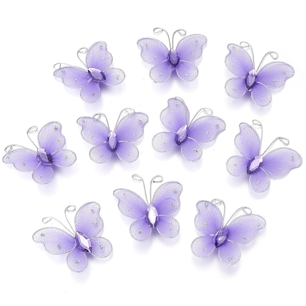 Wtaxbh Purple Iron On Patches 30Pcs/Lot 4Cm Gauze Butterfly Appliqued 3D Fabric Mesh Simulation Dreamy Patch For Diy Sewing Craft Decoration(Purple)
