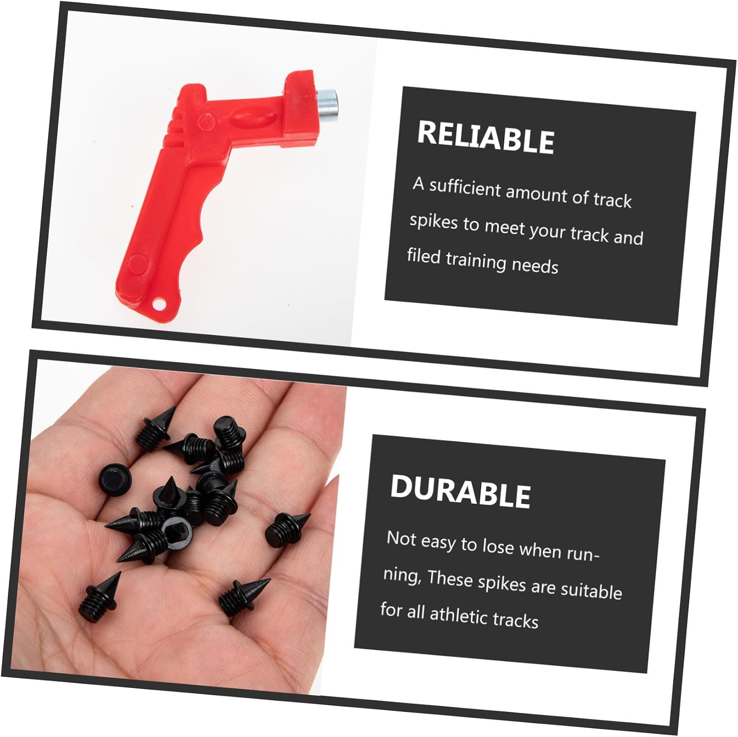 BESPORTBLE Golf Shoe Spikes Set 50 Black Carbon Steel Running Shoe Sole Nails with Spike Wrench Anti-Slip Cleats for Men’s Track and Sprint Sports