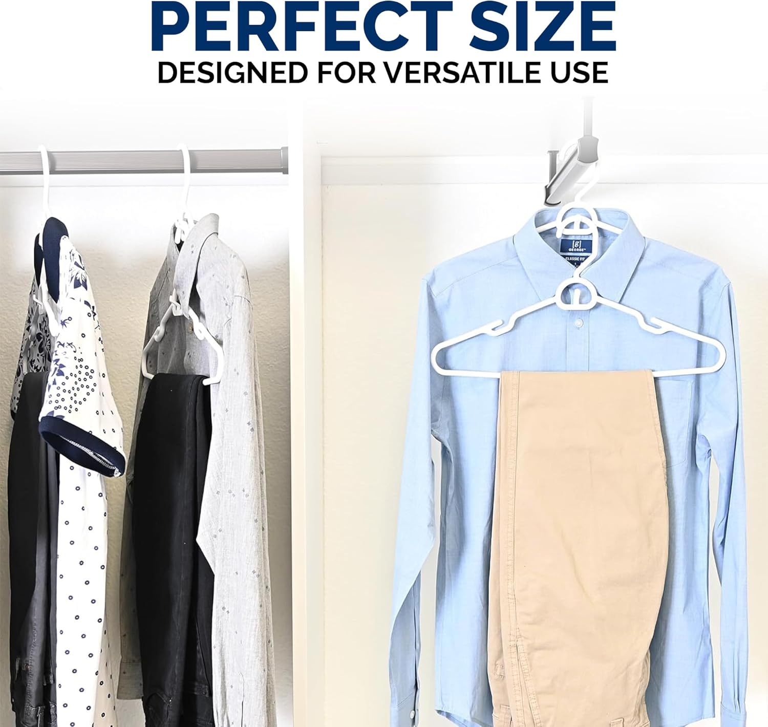 Homeselect 30 Pack Attachable Plastic Hangers - 16 Inch Wide Space Saving Cascade Hook Hangers with Shoulder Grooves, Sturdy Clothes Hangers with Hooks for Closet Organizer | Gray