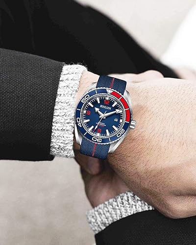 Miniatura 6 de BINLUN Correa de reloj de nailon elástica de 18 mm, 20 mm, 22 mm, estilo Marine Nationale, para paracaidismo militar, de repuesto, para hombre y