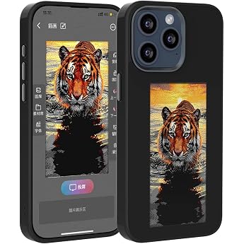 Generisch Smart NFC E-Ink Mobile Phone Case for iPhone 15 16 17 Pro Max Ink Screen Mobile Phone Case for iPhone 15/16/17 Durable Image Display Photos iPhone 16 Pro Max