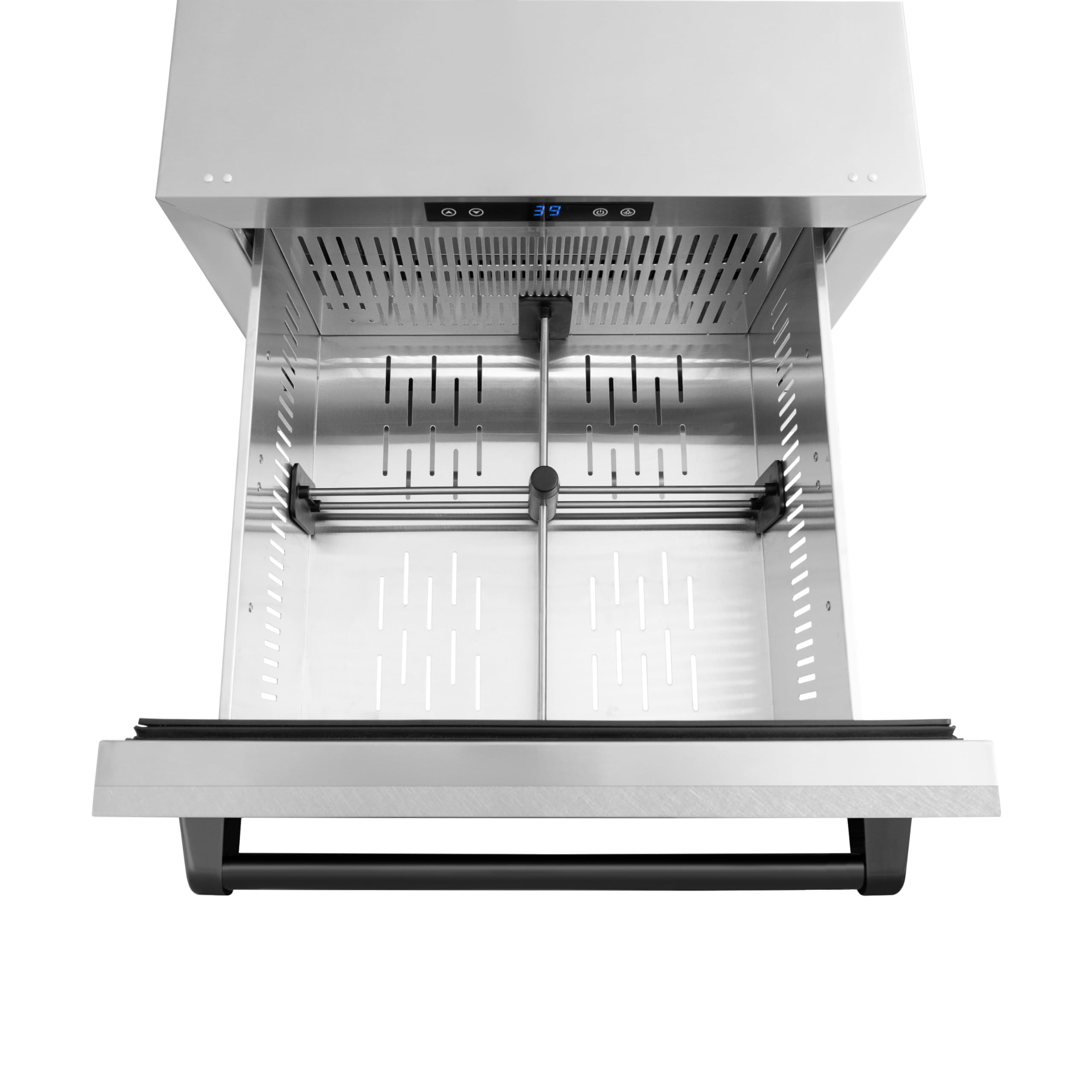 ZLINE Autograph Edition 24 in. Touchstone 168 Can Outdoor-Rated Dual Refrigerator Drawer with Satin Stainless Steel Doors and Matte Black Handles (RDSOZ-SN-24-MB) on Fridge.com
