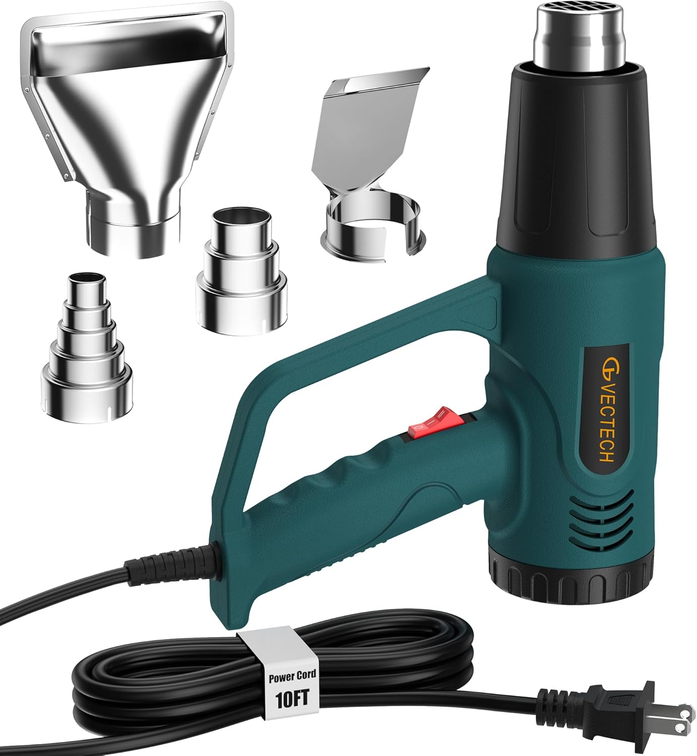 Heat Gun, Dual Temperature Control 572℉ & 1112℉, 4 Nozzles, Overload Protection, Corded Electric, for Crafting, Shrink Wrapping, Phone Repair, Epoxy Resin