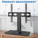 Rfiver Table Top TV Stand Base with Universal Mount Bracket for 27" to 60" TVs, Height Adjustment for Better Viewing, Black Tempered Glass Base and Strong Steel Design gallery image