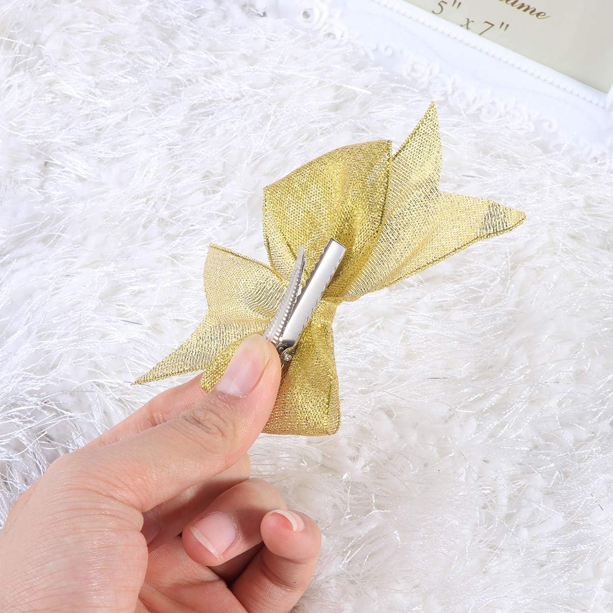 Beaupretty Womens Hair Bow Gold Bow Hair Clips Golden Butterfly Barrette Hair Clip Hair Accessory for Party Wedding Daily Dating Wear - Image 4