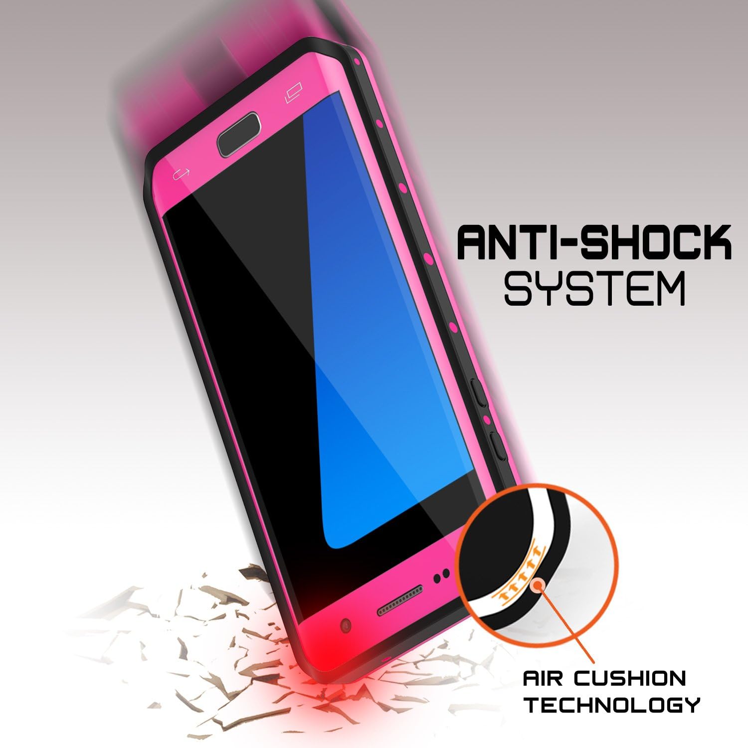 PunkCase Galaxy S7 Edge Waterproof Case, [StudStar Series] [Slim Fit] [IP68 Certified] [Shockproof] [Dirtproof] [Snowproof] Armor Cover for Samsung Galaxy S7 Edge [Pink]