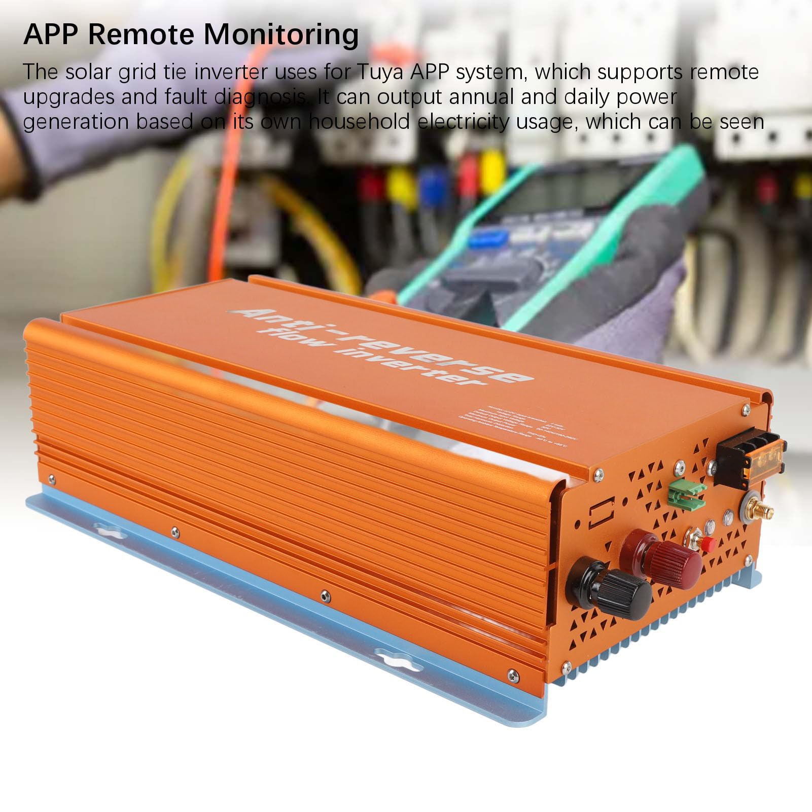 Generic Micro Inverter Intelligente per Collegamento a Rete Solare da 1200 W con Monitoraggio Remoto APP, Design Anti-inversione di Flusso Migliore Efficienza, Perfetto per L'accumulo di Energia