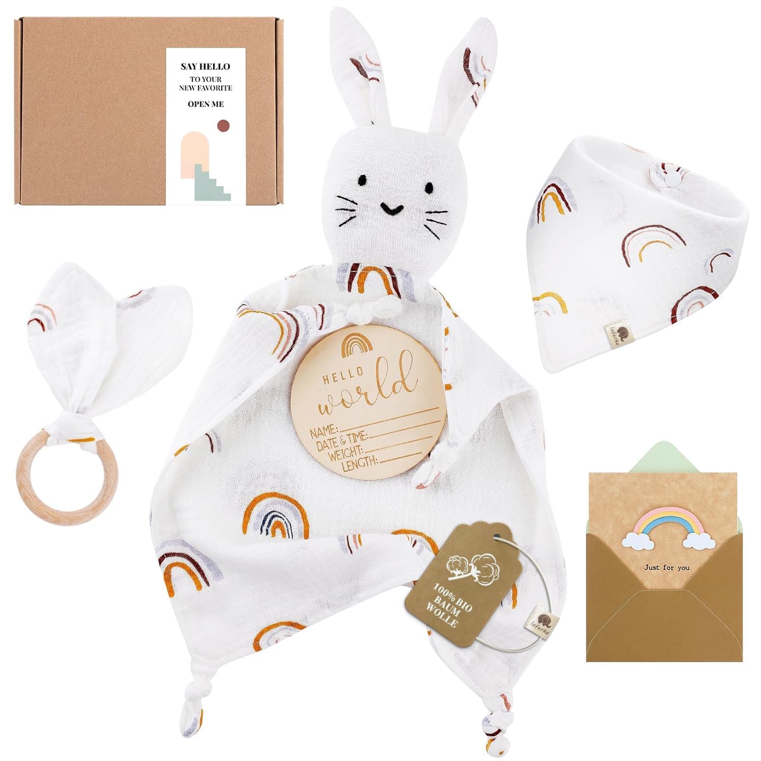 Baby Geschenk Junge & Mädchen | Geschenke Zur Geburt | Personalisierte Geschenke Baby | Geschenke Zur Geburt für Mädchen | Schmusetuch Babyy Babyparty Beschenk Baby Geschenkset Babyy Geschenkk Mädchen