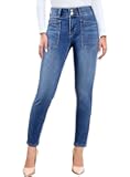 Women's Skinny Jeans Straight Leg High Waisted Stretchy Ankle Denim Pants with Patch Pockets