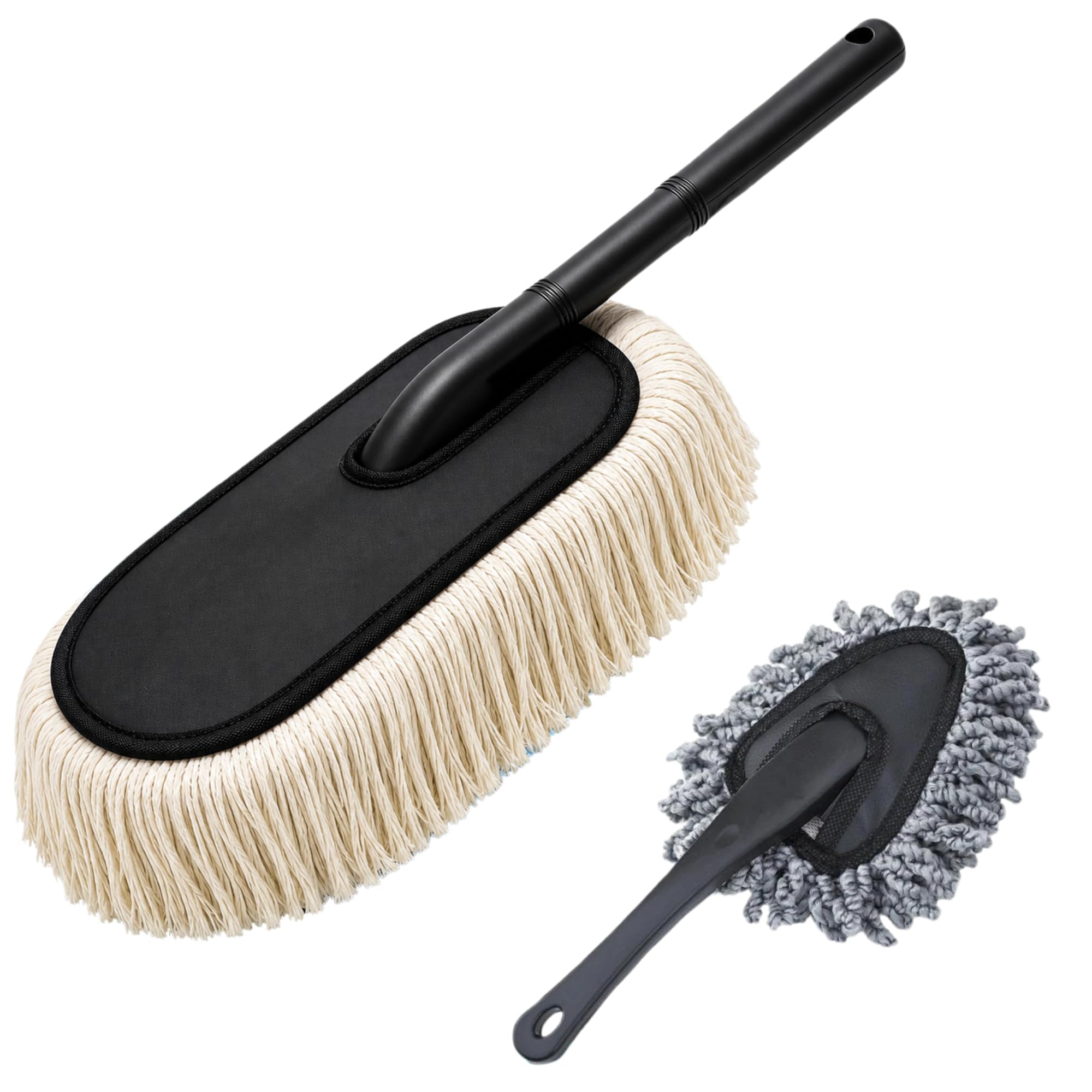 car duster combo, 2-piece car cleaning duster set with big long handle duster & small duster, dust cleaning brush for car interior & exterior, dashboard, roof, bonnet & hard-to-reach areas