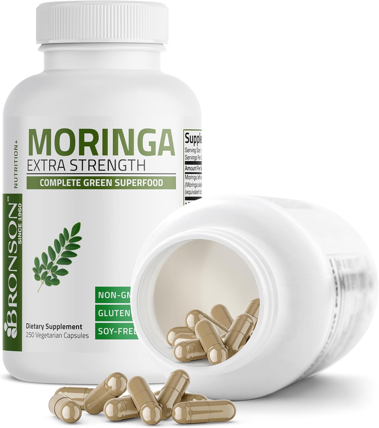 Bronson Moringa Extra Strength Capsules Moringa Oleifera Powder, 250 Count