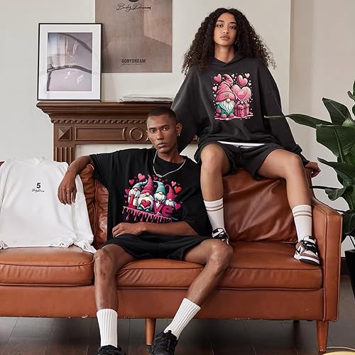 Miniatura 2 de 6 hojas de calcomanías para planchar de San Valentín para camisetas, diseño de vinilo de transferencia de calor enano, patrón de amor, taza de café