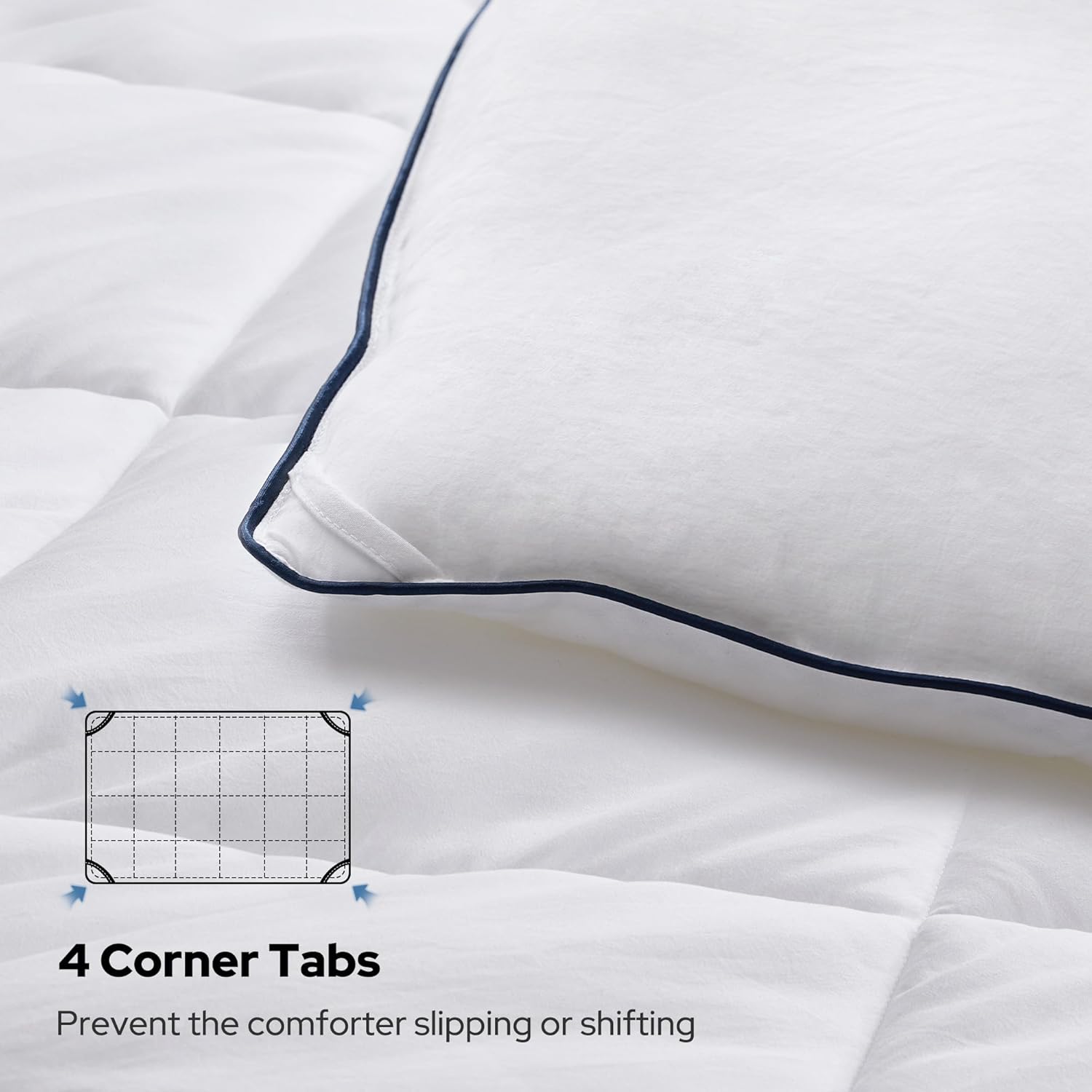 BEDLORE Comforters Queen Size Duvet Insert, All Season Down Alternative Queen Comforter, Ultra-Soft Quilted Bed Comforter with Corner Tabs, Machine Washable, White 88×88 Inches