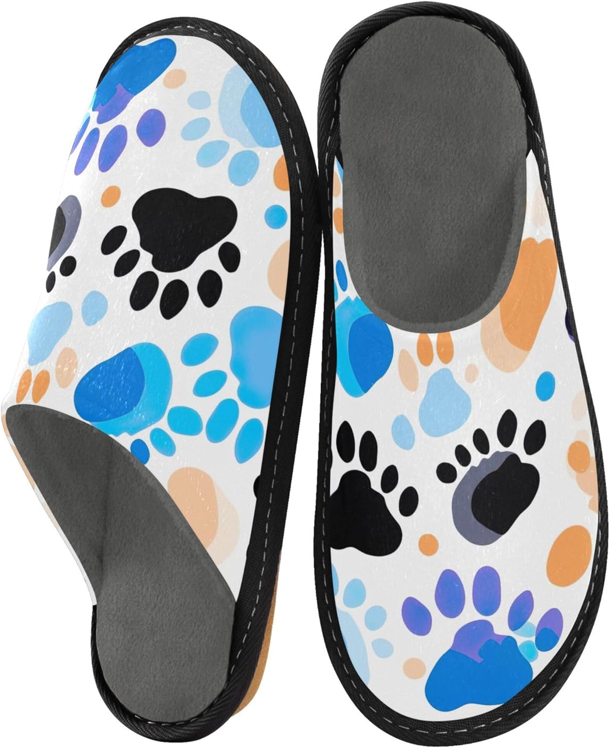 Dog Paw Print House Slippers – Cozy Fuzzy Slippers for Guests, Washable & Disposable, Perfect for Shoeless Home, Spa & Hotel Use A110705