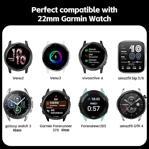 22mm Wear-Resistant Nylon Compatible with Garmin Venu 3 Venu 2 Watch Band Venu 4 45mm, Rugged Farbic Strap for Amazfit Bip 5/Bip 6/Balance/GTR 4/3 Pro/3/2/2e/47mm/Forerunner 265/255/Vivoactive 4(army)