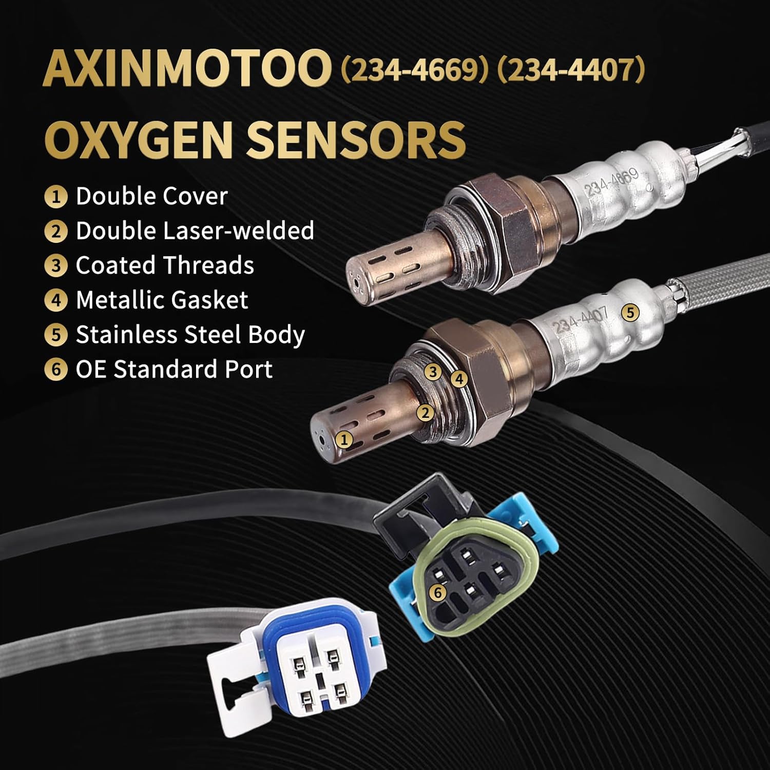 Oxygen O2 Sensor 234-4669 234-4407 Upstream Downstream Replacement for GMC Sierra 1500 2500, for Cadillac Escalade, for Chevy Silverado 1500 2500 3500 Suburban 2500 6.0L 2003 2004 4PCS