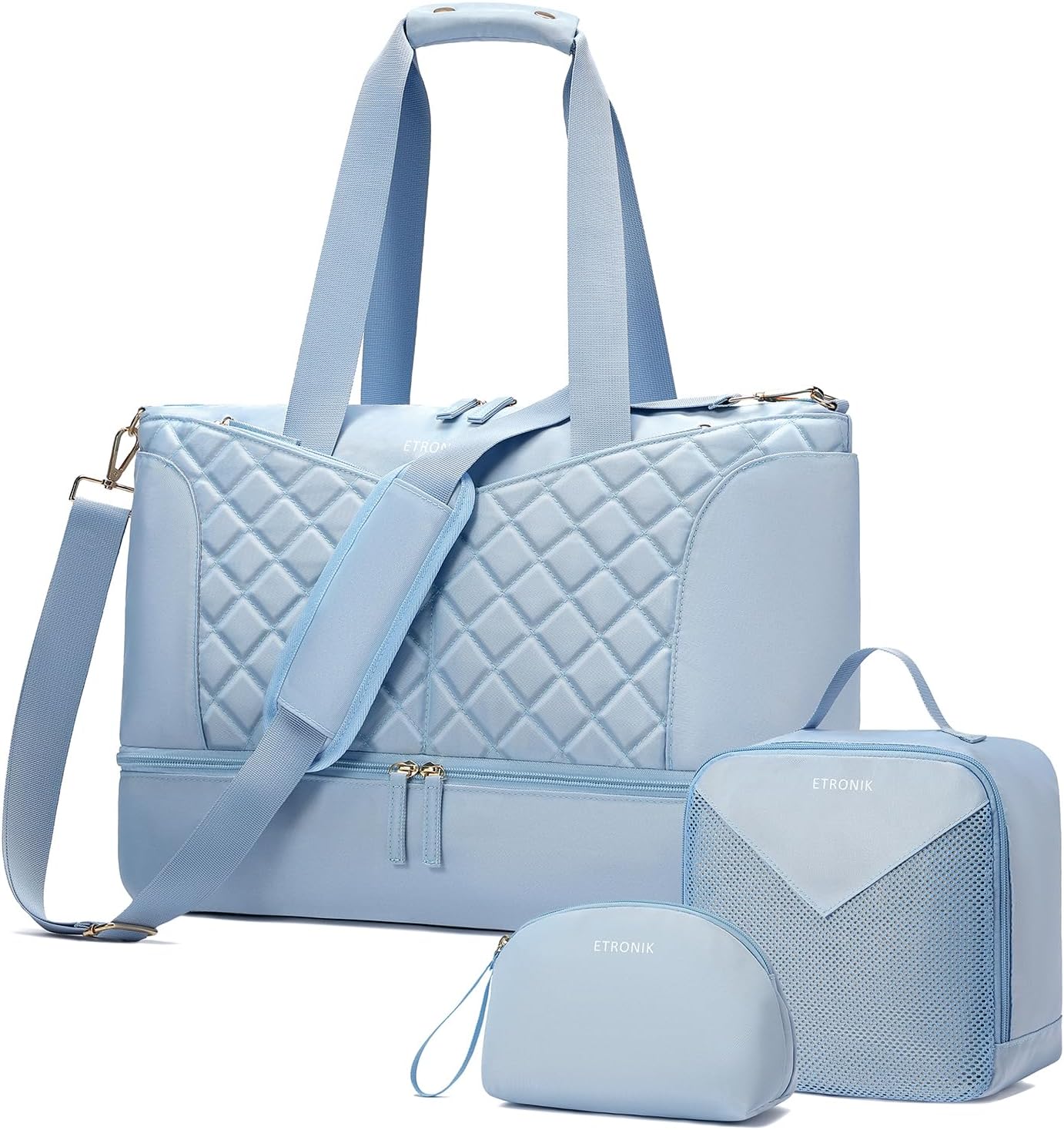 ETRONIK Weekender Bag for Women, Gym Bag 3 Pcs Set with