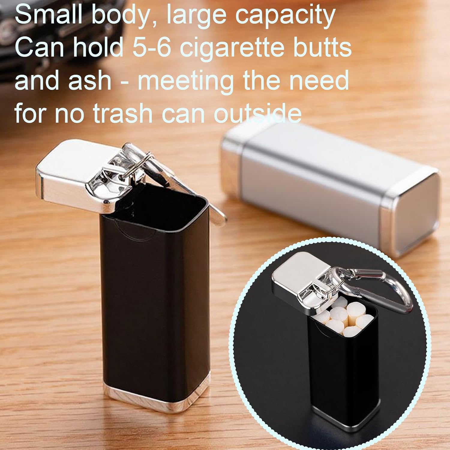 2 Pcs Portable Ashtray with Lid, hanlongyu Metal Outdoor Ashtrays for Cigarettes, Pocket Ash tray with Key Chain, Premium Fireproof Cute Small Travel Ashtray to go into a pocket bag purs