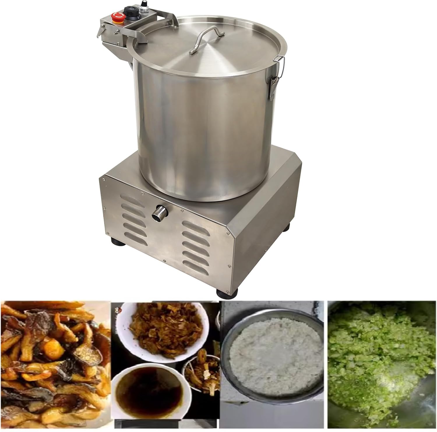 INTSUPERMAI Conmercial Salad Spinner Stainless Steel Adjustable Speed Vegetable Water Thrower Dehydrator Fruit Vegetables Dryer Salad Vegetable Dehydrator 110V