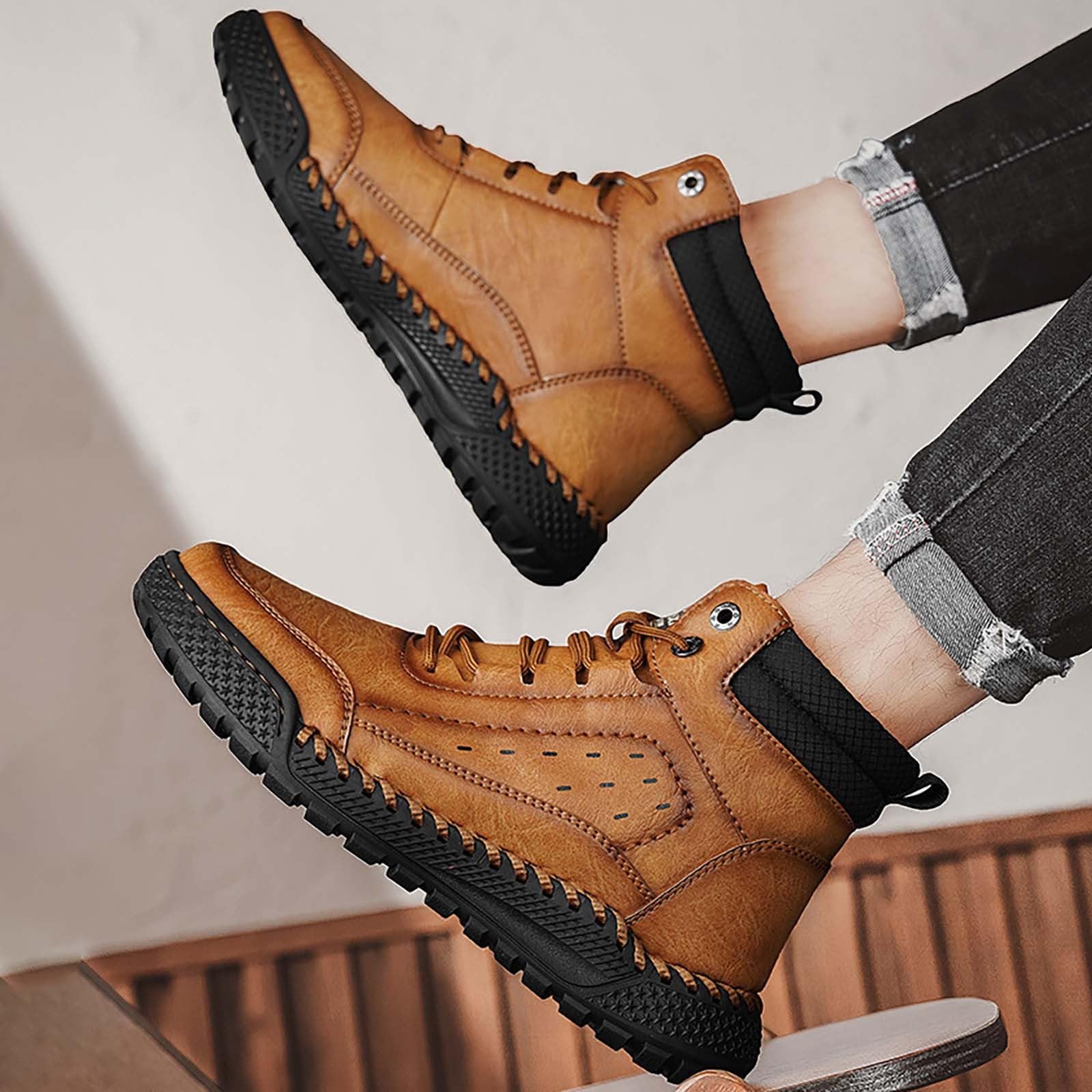 Generisch Wanderstiefel Herren Wasserdicht Traillaufschuhe rutschfest Leder