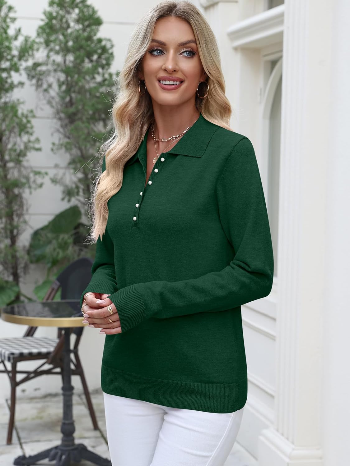 ANRABESS Womens Long Sleeve Polo Sweaters Knit Button Shirt Lightweight Dressy Casual Basic Pullover Tops 2025 Fall Fashion - Image 4