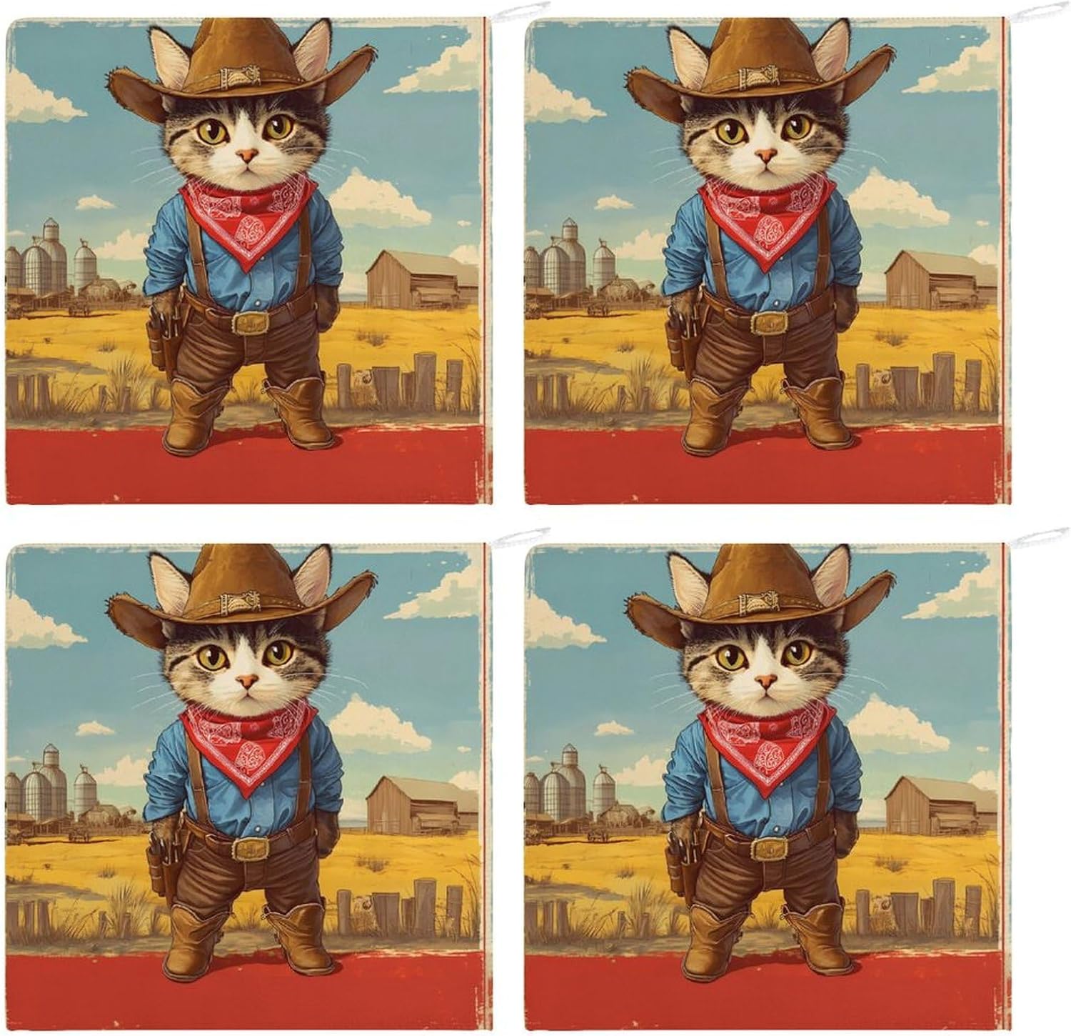 Cool Cat with Hat Towel Hand Towels Decorative Towel for Bathroom Kitchen Shower Gym 4PCS