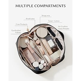 EACHY Travel Makeup Bag, Large Capacity Cosmetic Bags for Women, Waterproof Portable Open Flat Toiletry Bag Make up Bag with Divider and Handle, Gifts for Women