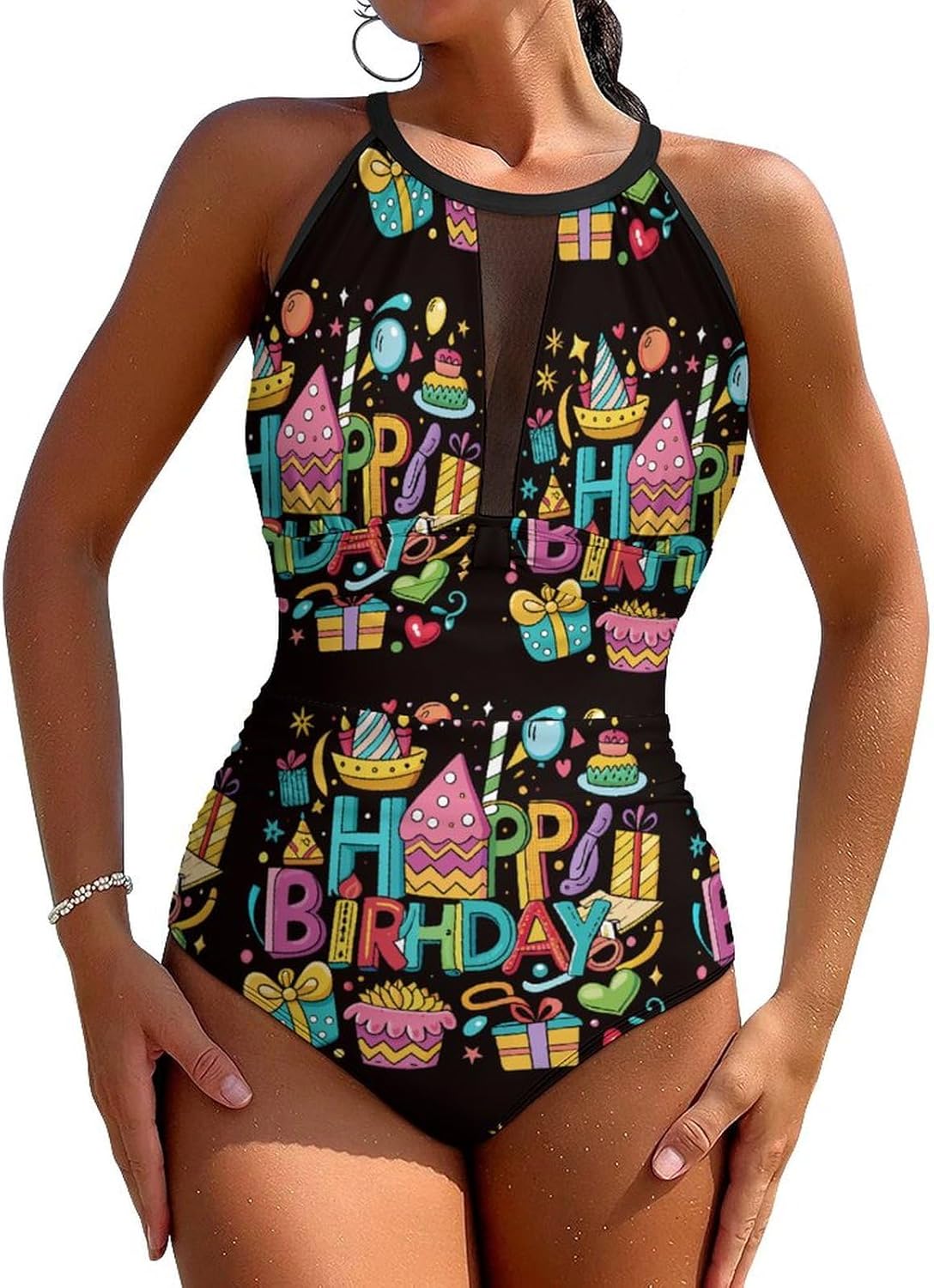 Adugen Origei Jellyfish Pattern Women's One-Piece Swimsuit Party Bathing Swimsuit Beach