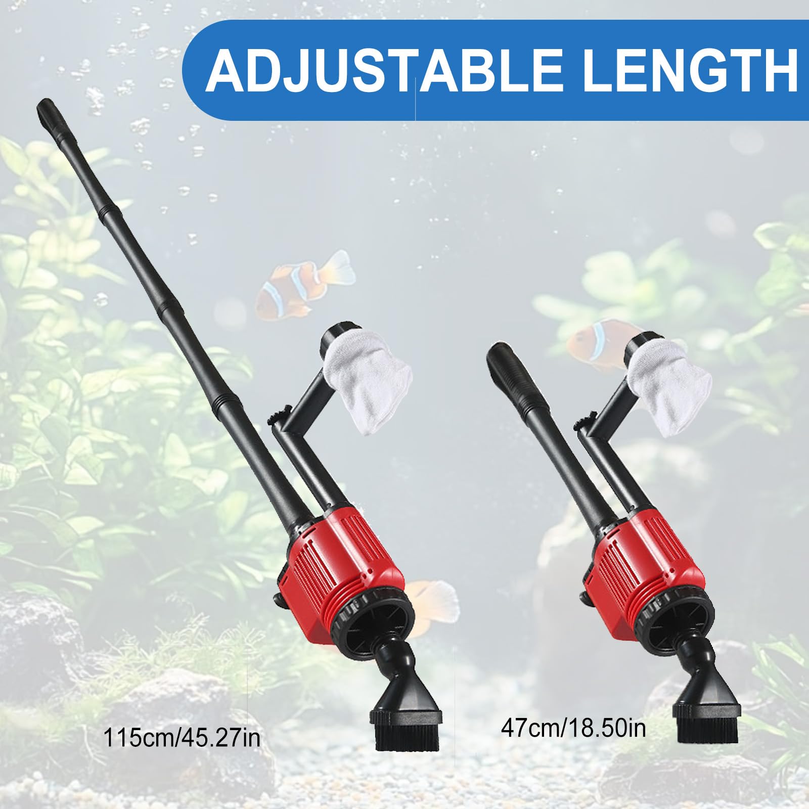 Aquarium Sauger, Aquarium Elektrisch Sand Kies Reiniger, Multifunktioneller Elektrischer Aquarium-Wasserwechsler, Mulmsauger für Wasserwechsel, Sandwaschen, Filterung und Wasserumwälzung