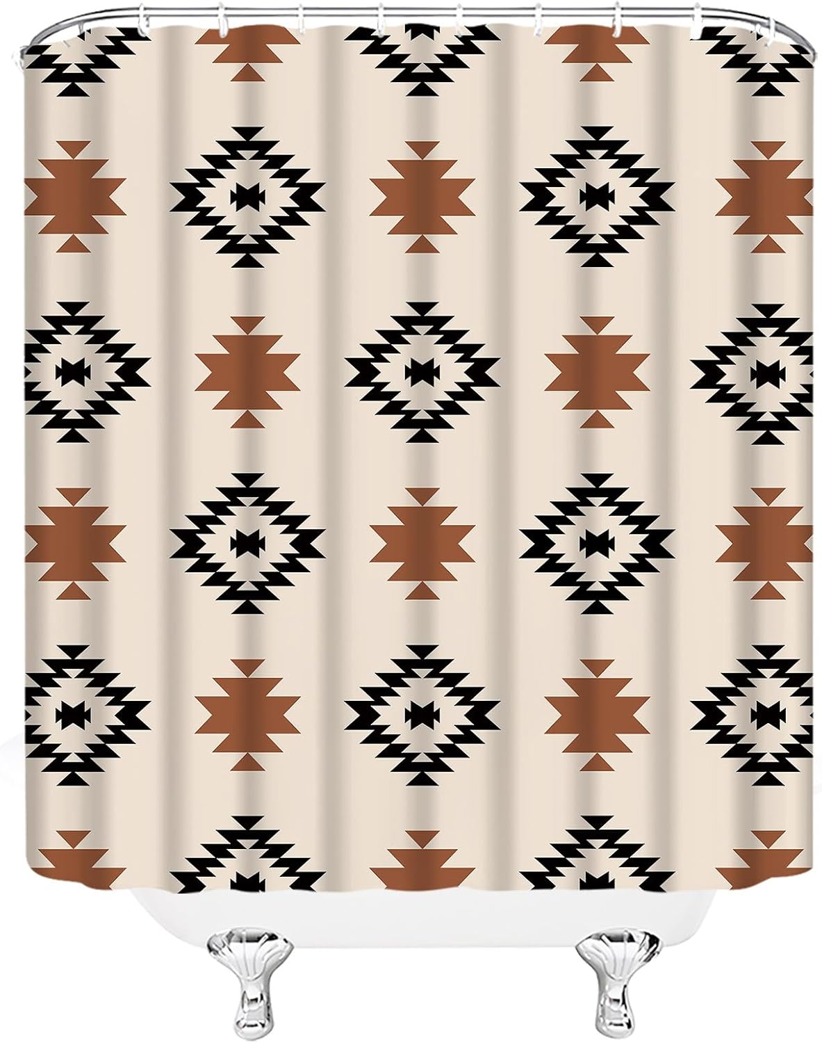 Aztec Western Shower Curtain Geometric Boho Abstract Vintage Modern Southwest Native Fabric for Bathroom Decor Bathtub with Hooks(70" WX70 H)