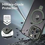 VENINGO pour iPhone 13 Pro Cas compatible avec MagSafe Slim luxe translucide Matte Shockproof Full Body Protection Porte-étui de téléphone Kickstand pour iPhone 13 Pro 6.1", Noir/vert
