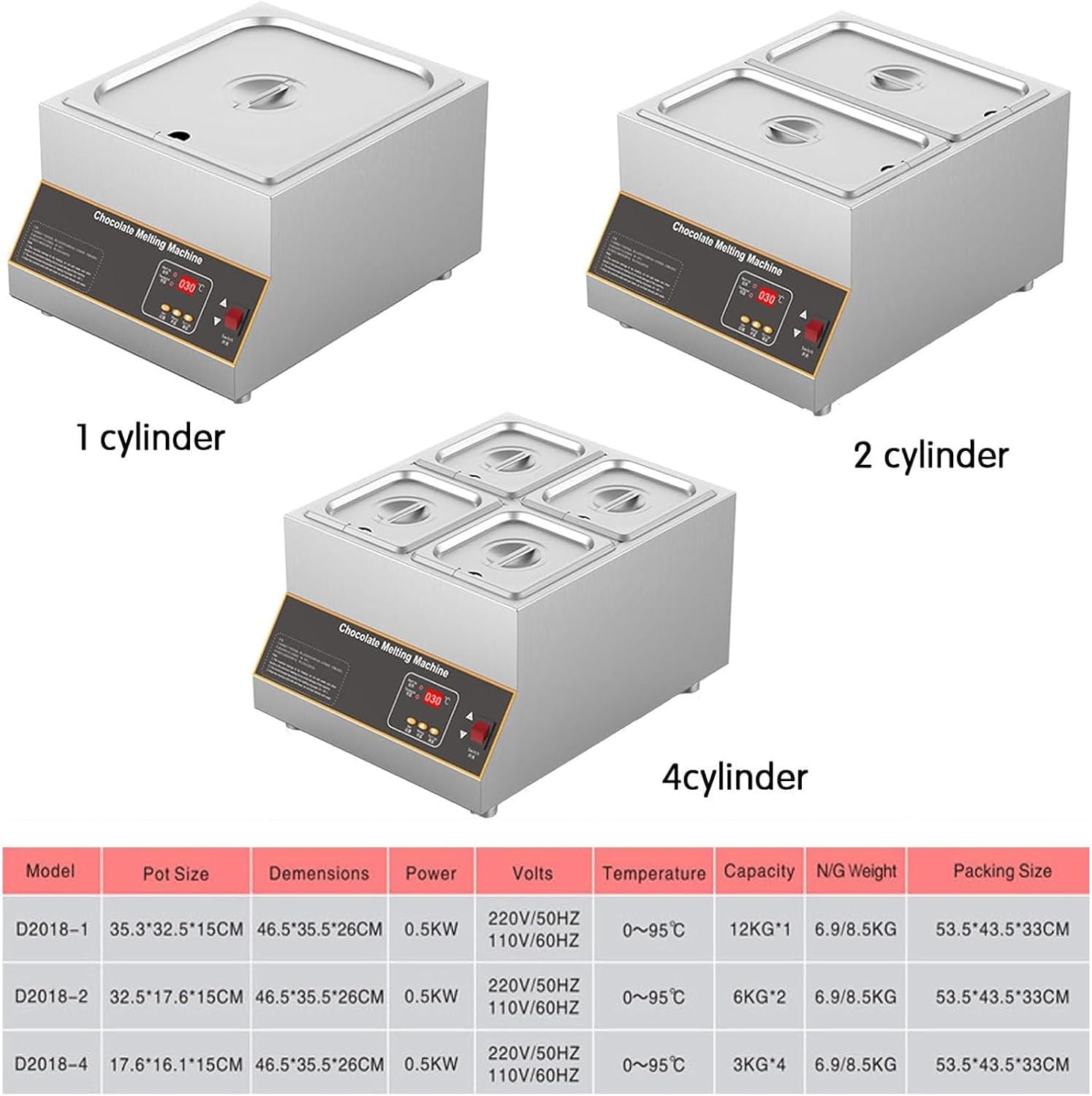 Chocolate Melting Machine, Chocolate Tempering Pot 500W, Electric Chocolate Melter Fondue, Commercial Food Warmer, for Chocolate Milk Coffee Cheese Soup,110v-1Tank