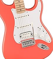 Vista 4 de Fender Squier Sonic Stratocaster HSS - Paquete de coral tahitiano con afinador, correa, púas y DVD de guitarra Austin Bazaar