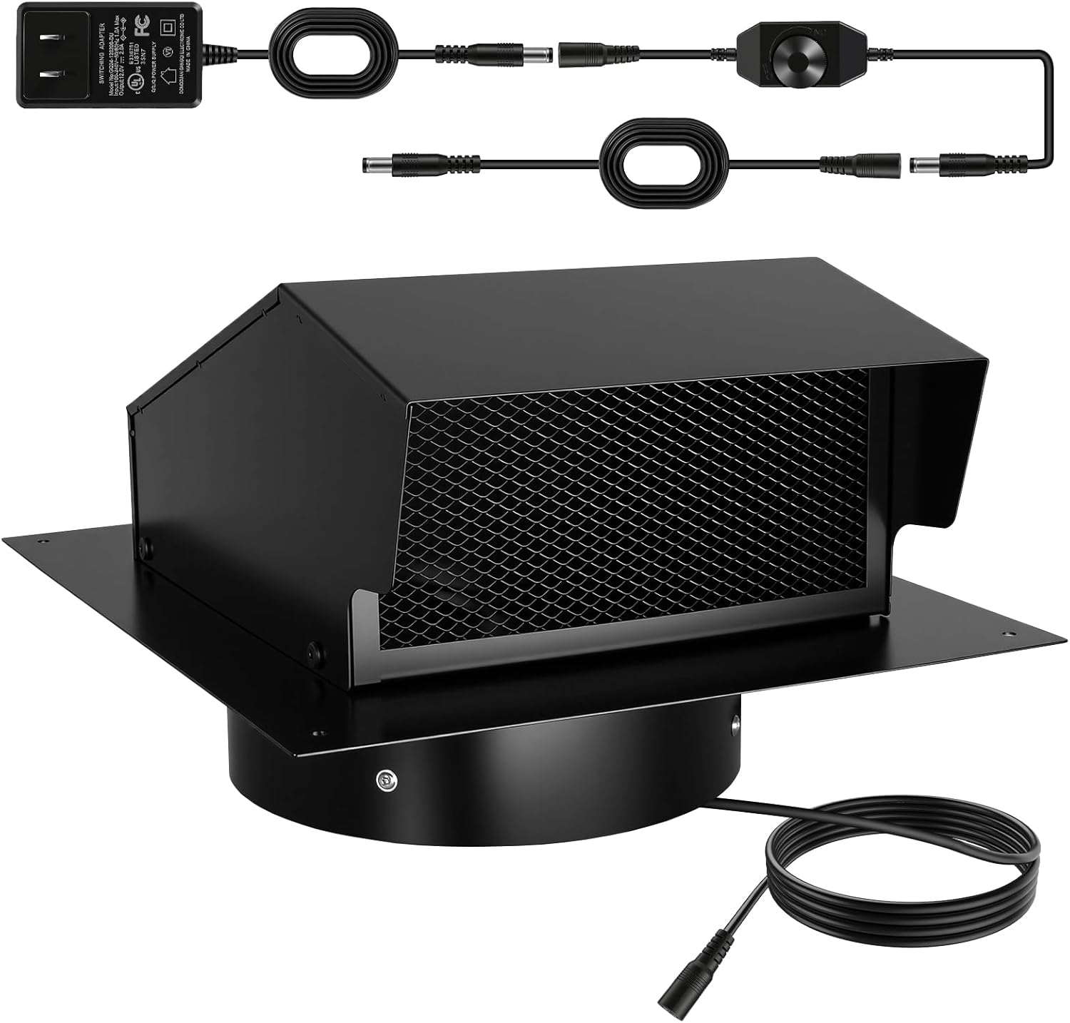 10 Inch Roof Exhaust Attic Fan,Wall Mounted Attic Vent Fan with Speed Controller for Greenhouse, Shed, Garage, Chicken Coop, Shop, Barn Ventilation,2500 CFM, Plug-and-Play, 16.5ft Power Cord, Black