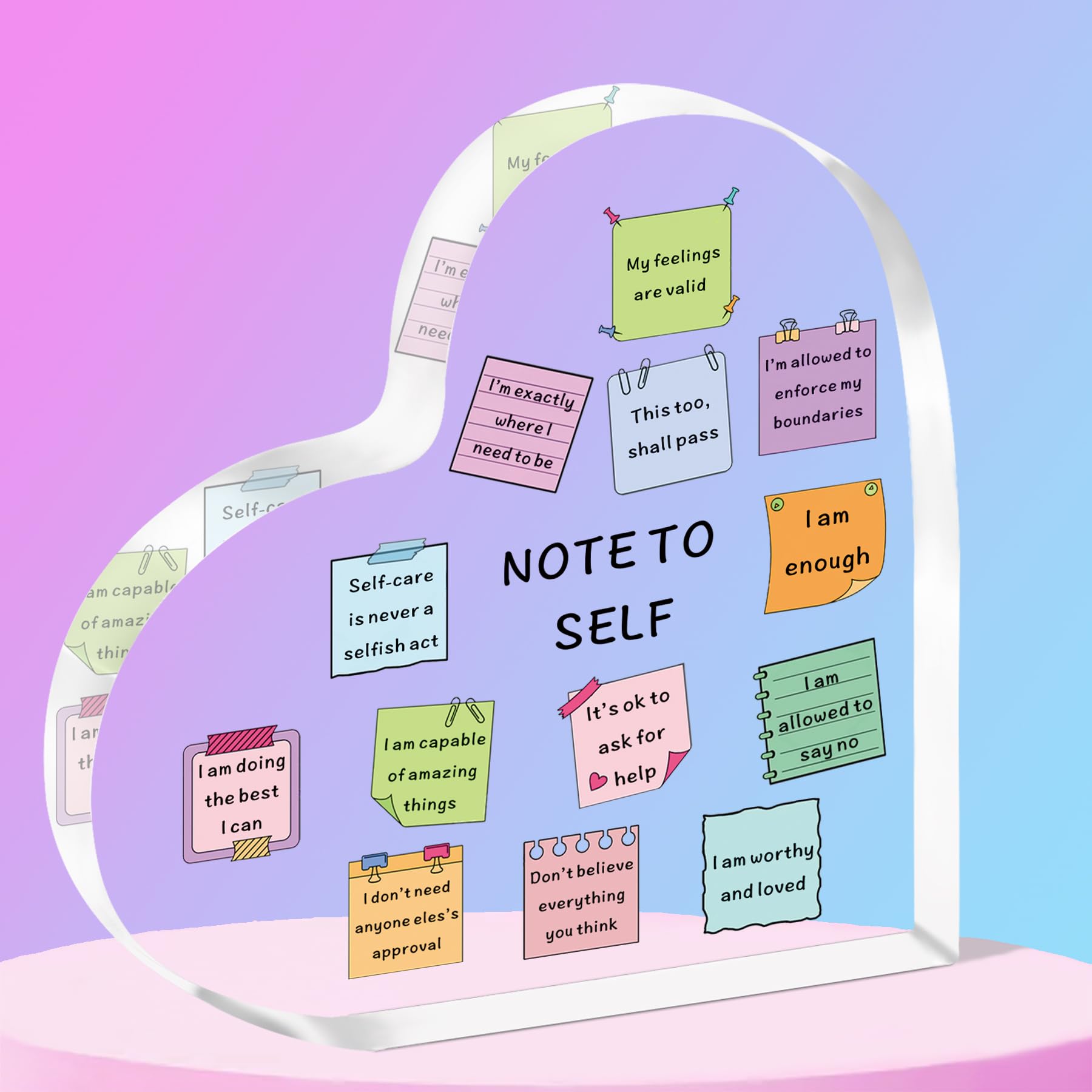 SMARGO Note to Self Motivational Decor - Office Acrylic Gift Therapy Mental Health Decorations for School Counseling Office Therapy Desktop Art Decoration School Counselor, Therapist Office Gifts