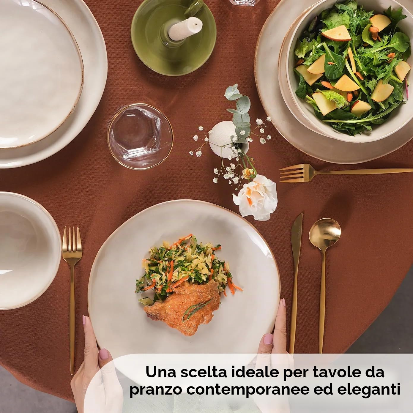 Set di stoviglie Karaca Aria Reactive per 6 persone, 24 pezzi, Beige, Servizio da tavola, Unicità in primo piano, Colori naturali, Materiale di alta qualità, Pulibile e resistente