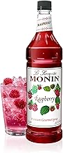 Monin - Raspberry Syrup, Sweet and Tart, Great for Cocktails and Lemonades, Gluten-Free, Non-GMO (1 Liter)