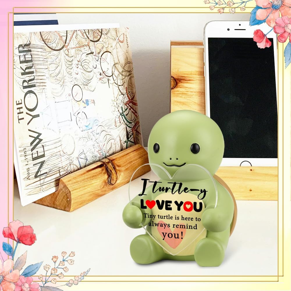 FOUGSTA Inspirational Office Decor, Cute Turtle Heart Gift for Kid, Teen, Positive Desk Decor Gifts for Women, Men, Cute Heart Turtle Decor for Home Office, XXS5 image 4