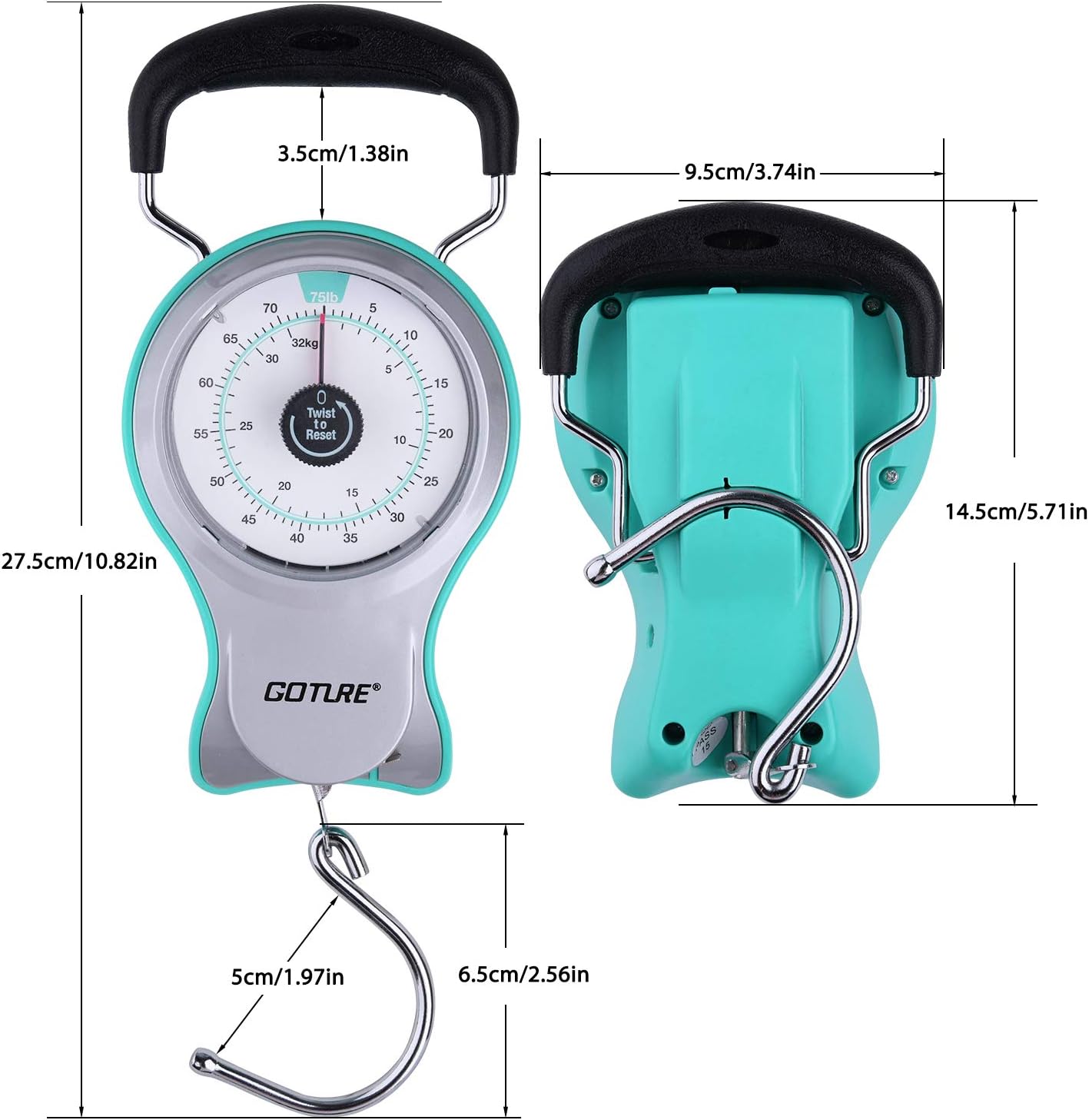 Goture Portable Fishing Weighing Scale Multi-Purpose Fishing Kitchen and Luggage Hanging Scales with Tape Measure (Capacity up to 75lb) : Sports & Outdoors
