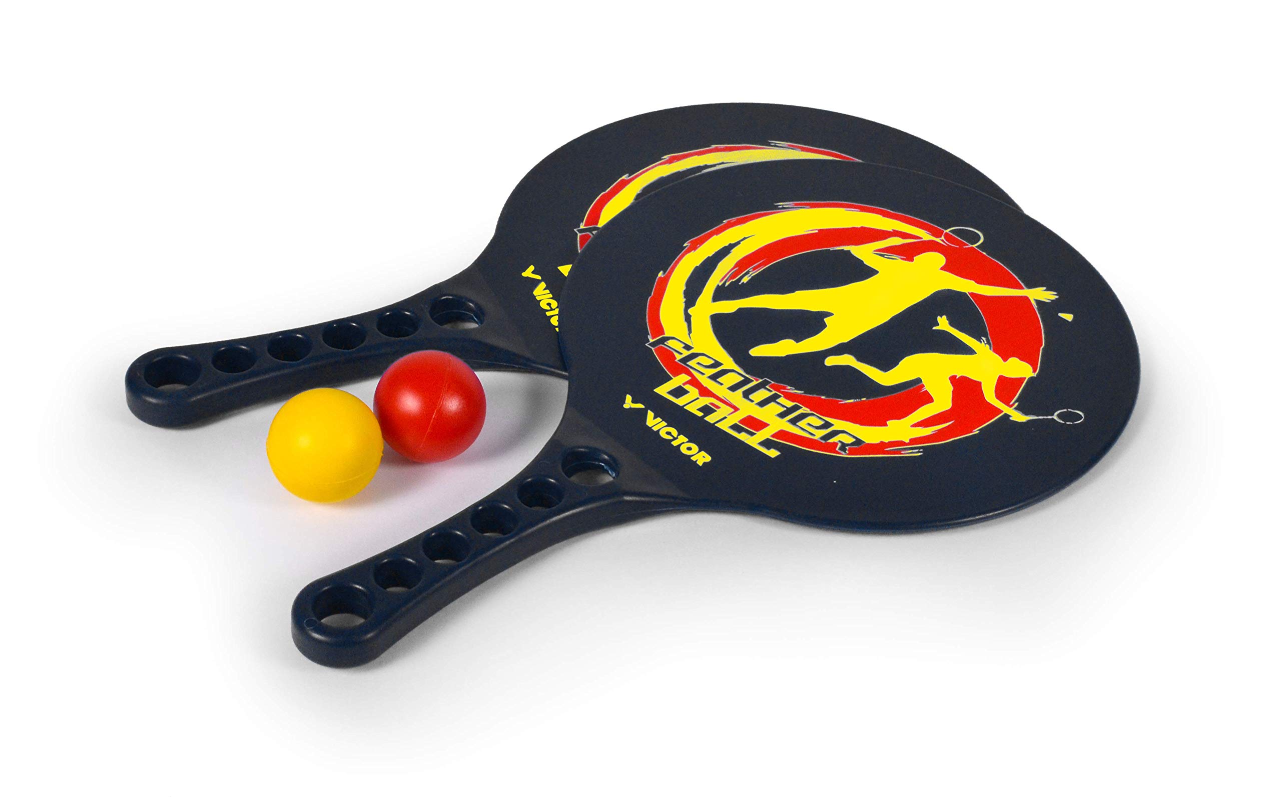 Victor Featherball zestaw premium – piłka plażowa + 2 kije z tworzywa sztucznego + 2 piłki