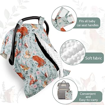 Bebek Araba Koltuğu Kılıfı, Peekaboo Açılan Araba Koltuğu Gölgelik Erkek Kız, Bebek Araba Koltuğu Battaniyesi, Çok Amaçlı Emzirme Kılıfları, Sıcak ve Rahat, Kahverengi Ayı Orman