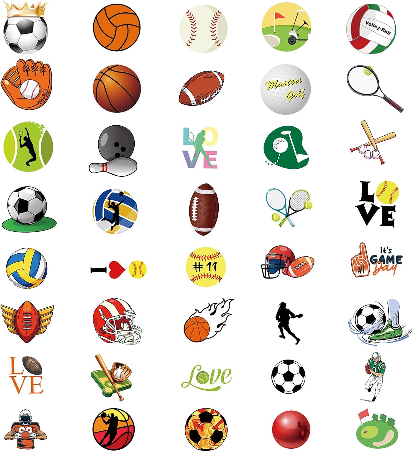 200 PCS Sports Stickers, Sports Vinyl Stickers for Water Bottles Laptop Skateboard Journaling Helmet, Basketball, Baseball, Football, Volleyball, Softball, Soccer Stickers for Kids, Teens, Adults image 3