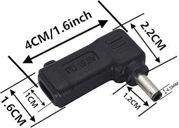 90W PD Power Charger Connector USBC to 4.5mm Laptop Charging Adapter